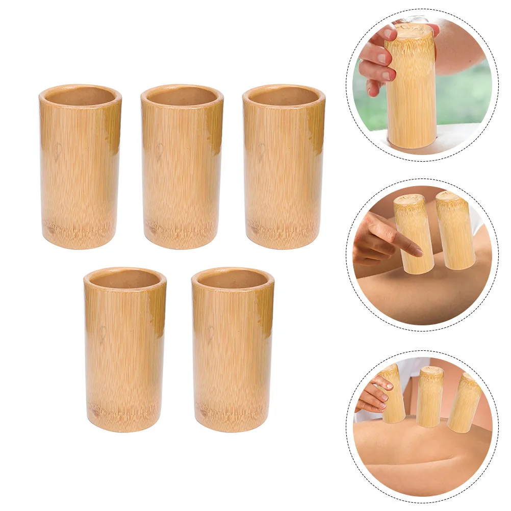 

Набор из 5 бамбуковых банок для массажа премиум-класса с сильной адсорбцией для снятия мышечной боли, домашнего использования, инструмент для баночной терапии