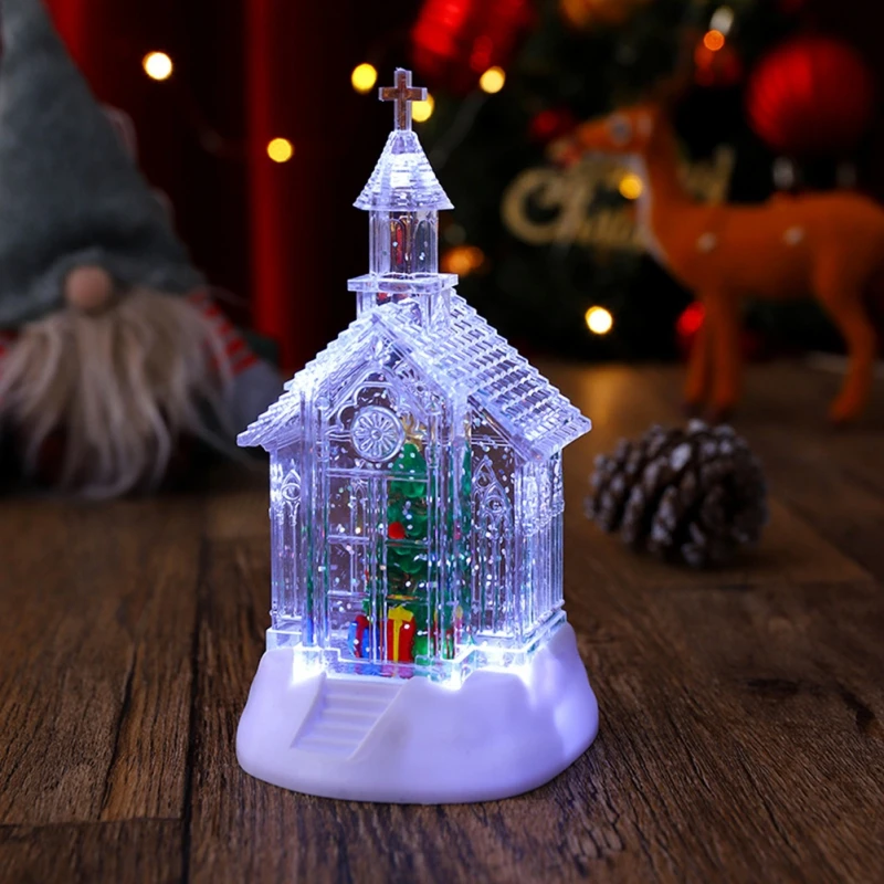 2024 Christmas Decoration Tree Liquidations Santa Claus Snowman Beimen Crystal Church Luminous Lantern New Year Children Gifts