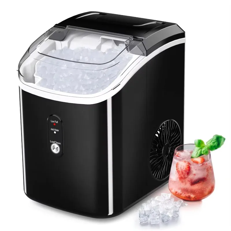 Ice Maker Countertop, Portable Crushing Sonic Ice Maker, Self-Cleaning Ice Maker, 7 Minute Soft Chew Ice, 34 lbs/24 Hours