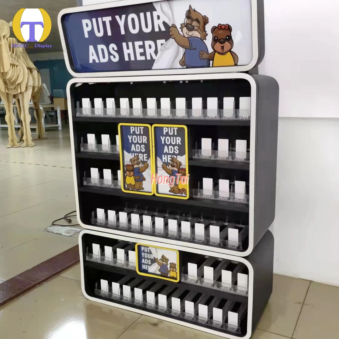 Custom.Top Strong Metal Tobacco Display Showcase With LED Lighting Custom Light Box Pushers Smoke Shop Products