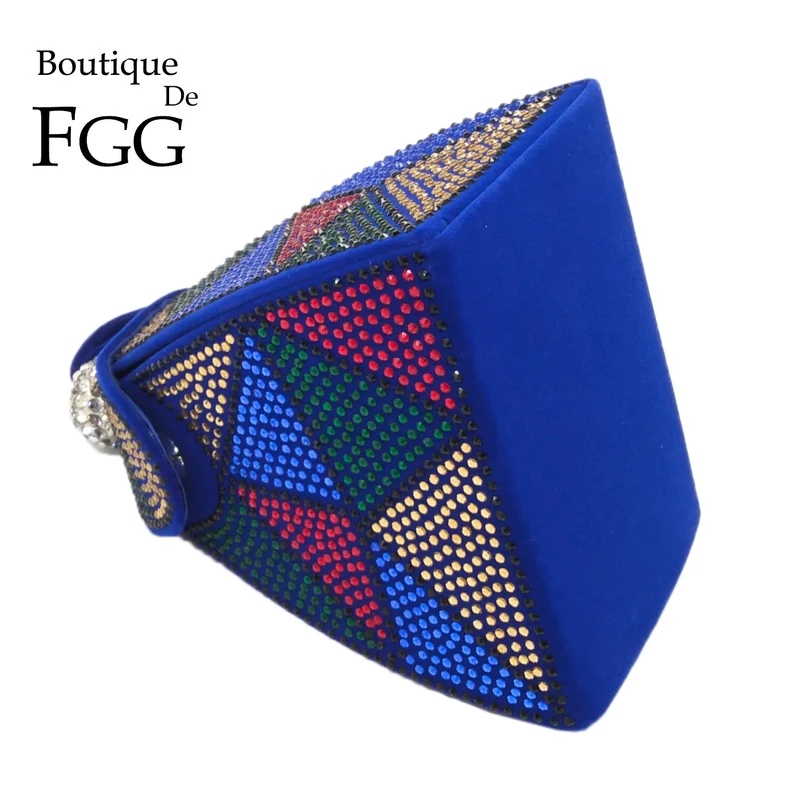 Boutique De FGG Pyramid Day Clutches Women Crystal Evening Purses and Handbags Party Dinner Rhinestone Clutch Handbags