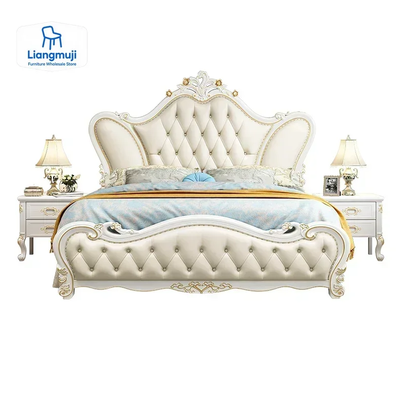

Modern Luxury Design Double Bed Frame King Size Italian Villa Bed Aesthetic Storage Cama Box Casal Bedroom Set Furniture Queen