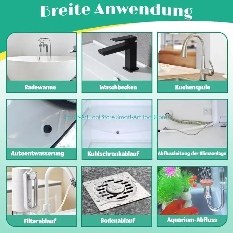 E1PB 5Pcs Advanced Drain Clog Remove Snake 51inch Length Drain Cleaner Tool for Narrow Pipe Section Bathroom Tub Plumbing