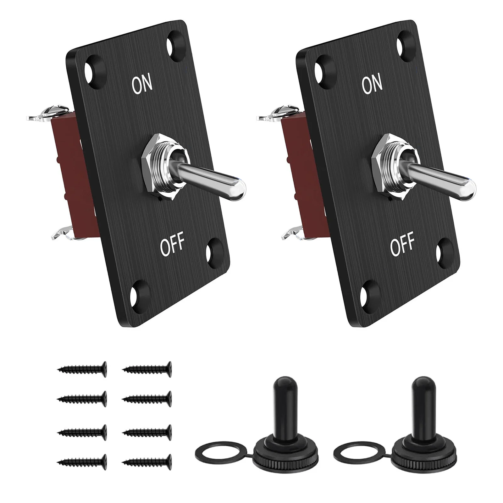 2Pcs/lot Heavy Duty Toggle Switch, 12V DC 30A 2 Pin SPST On/Off Waterproof Toggle Switch with Mounting Panel For Car RV Marine