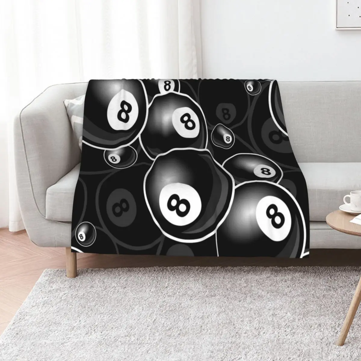 Billiards Black 8 Ball 8-Ball black and white Throw Blanket Decorative Sofas Decorative Sofa sofa bed Sofa decorative Blankets