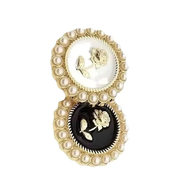 10PCS High-grade pearl rose metal buttons women's blouse suit jacket buttons tweed coat decorative buttons accessories