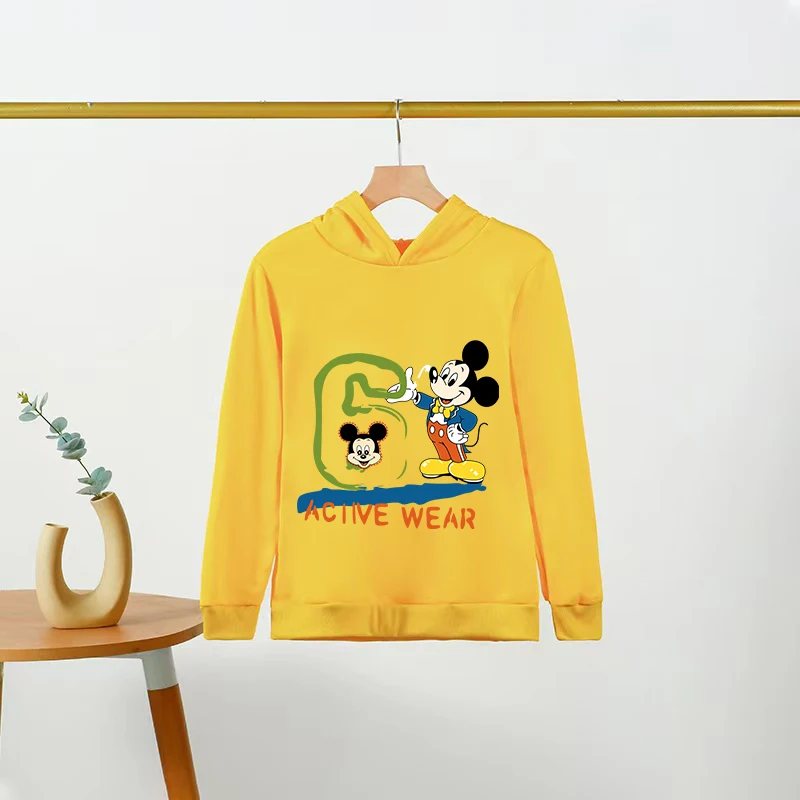 ديزني ميكي ماوس المرأة طويلة الأكمام البلوز 2026 الخريف موضة ديزني ميكي ماوس المطرزة الجولة الرقبة هوديي