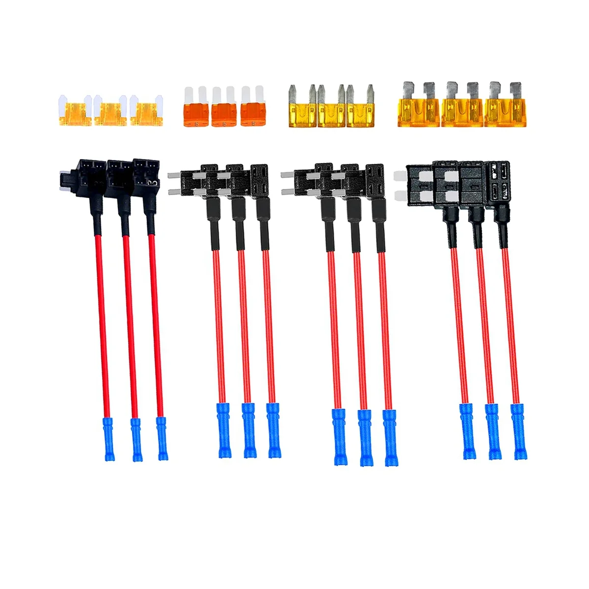 12Pcs 12V Car Add-A-Circuit Fuse Tap Adapter Kits /ATC Mini Low Dual-Slot Blade Fuse