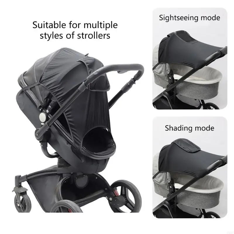 

C63C Easy Fit UV Protective Sun Shade Water Reristance Canopy Adjustable Baby Stroller Sun Shade Canopy Portable for Stroller