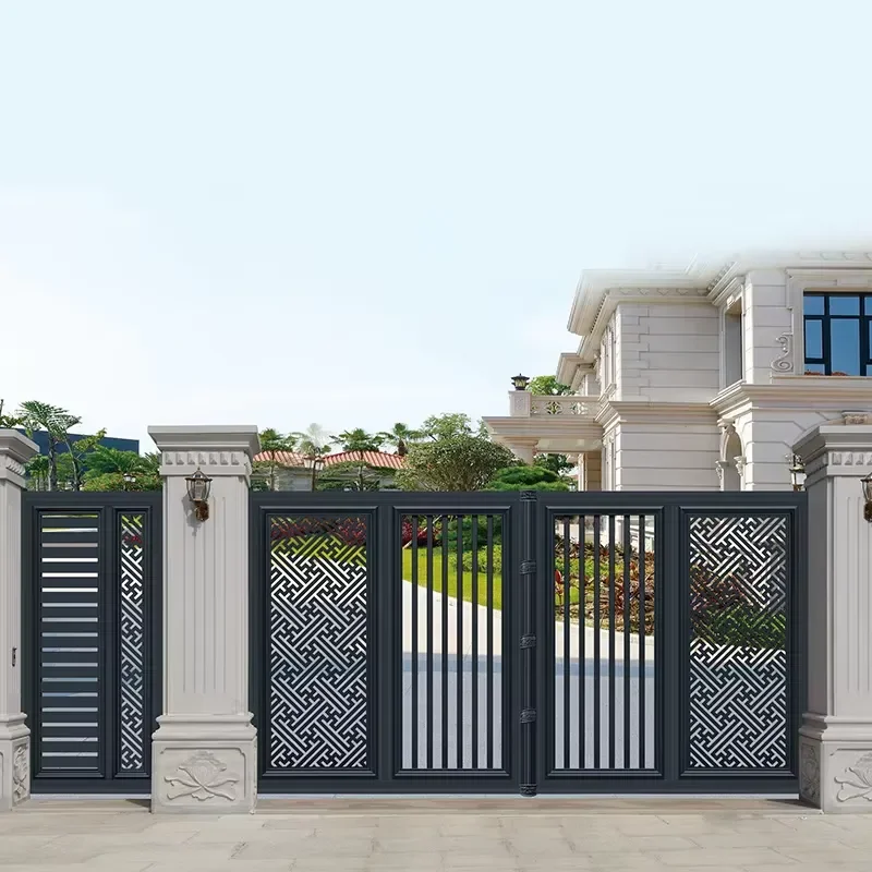 Fold Gate Motorized Aluminum Gate Exterior Large Main Entry Doors Fencing Driveway Gates Garden Electric Sliding Gate for