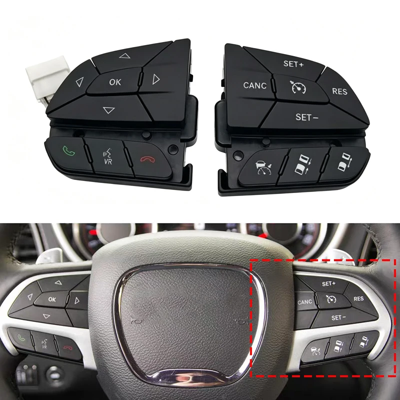 Car Steering Wheel Cruise Control Switch For Jeep Grand Cherokee 2014 -2019 Dodge Challenger 05081287AA 68146856AC 68383605AC