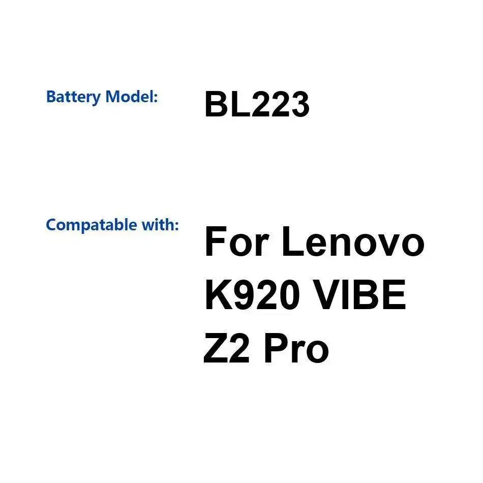

4000Mah High-Efficiency For Lenovo Vibe Z2 Pro K920 Mobile Phone Battery BL223