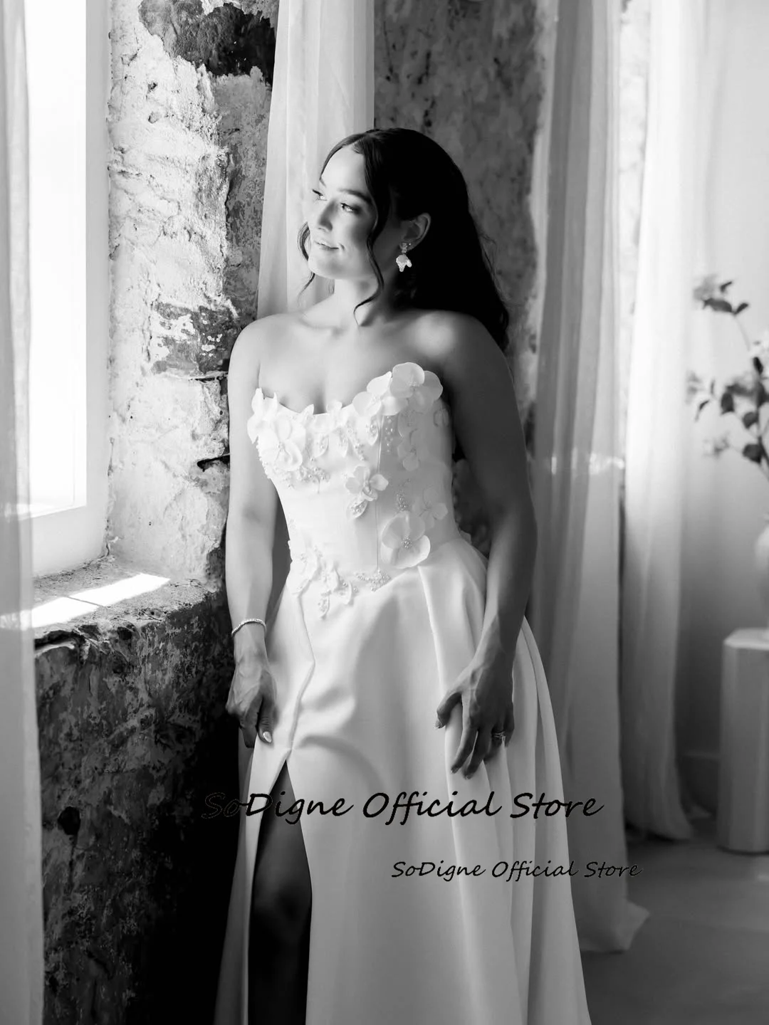 SoDigne A-line Satin 2026 Wedding Dresses Strapless Sleeveless Bridal Dress Long Bride Gown Vestidos De Novia Customized