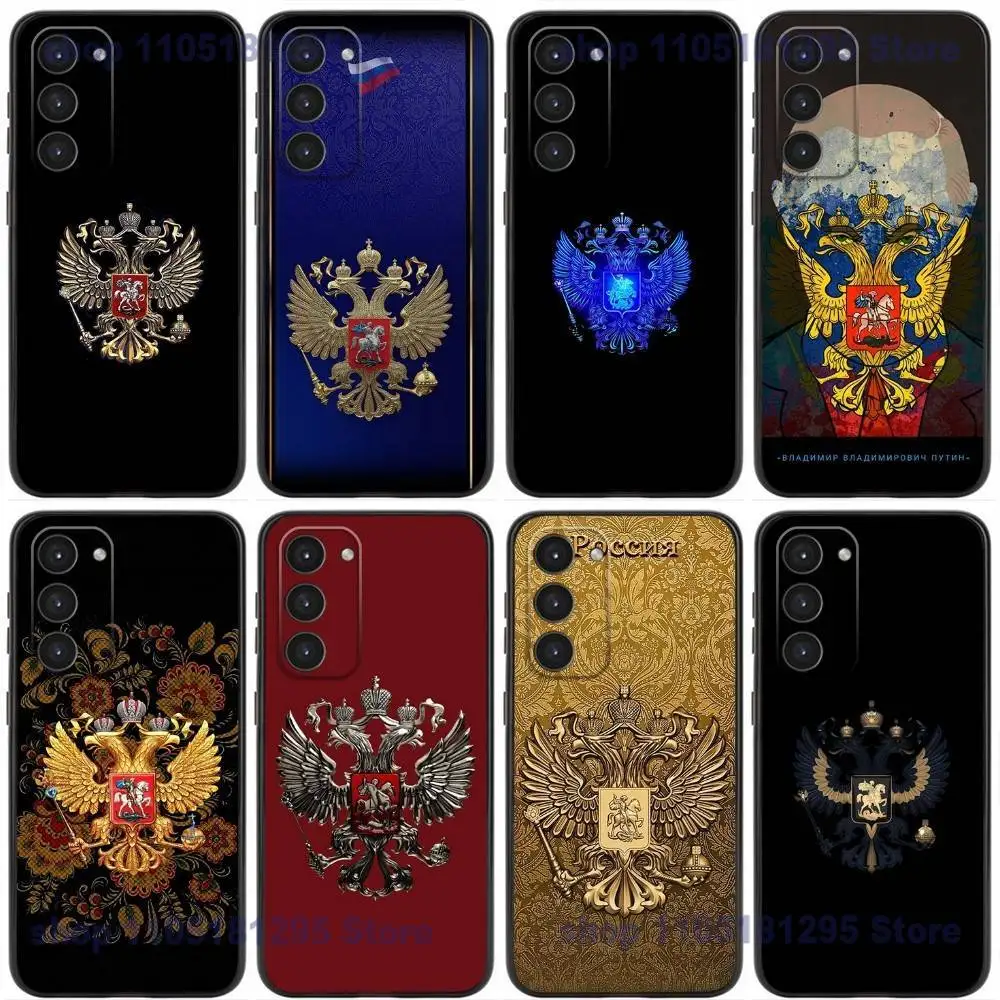 

Russia Flag national emblem Phone Case For Samsung Galaxy A32,21s,22,31,52,53,72,73,Note20,8,9,10 Soft Silicone Black Cover