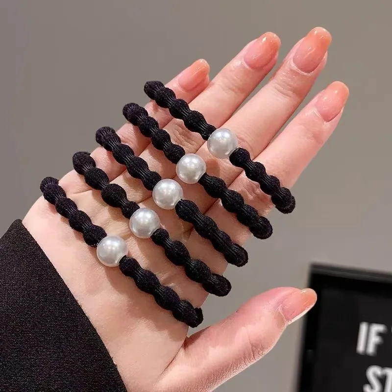 5 Pieces High Elastic Black Hair Ties for Woman Hair Accessories Fashion Outdoor Sports Hair Elastic Scrunchies Women HairBands