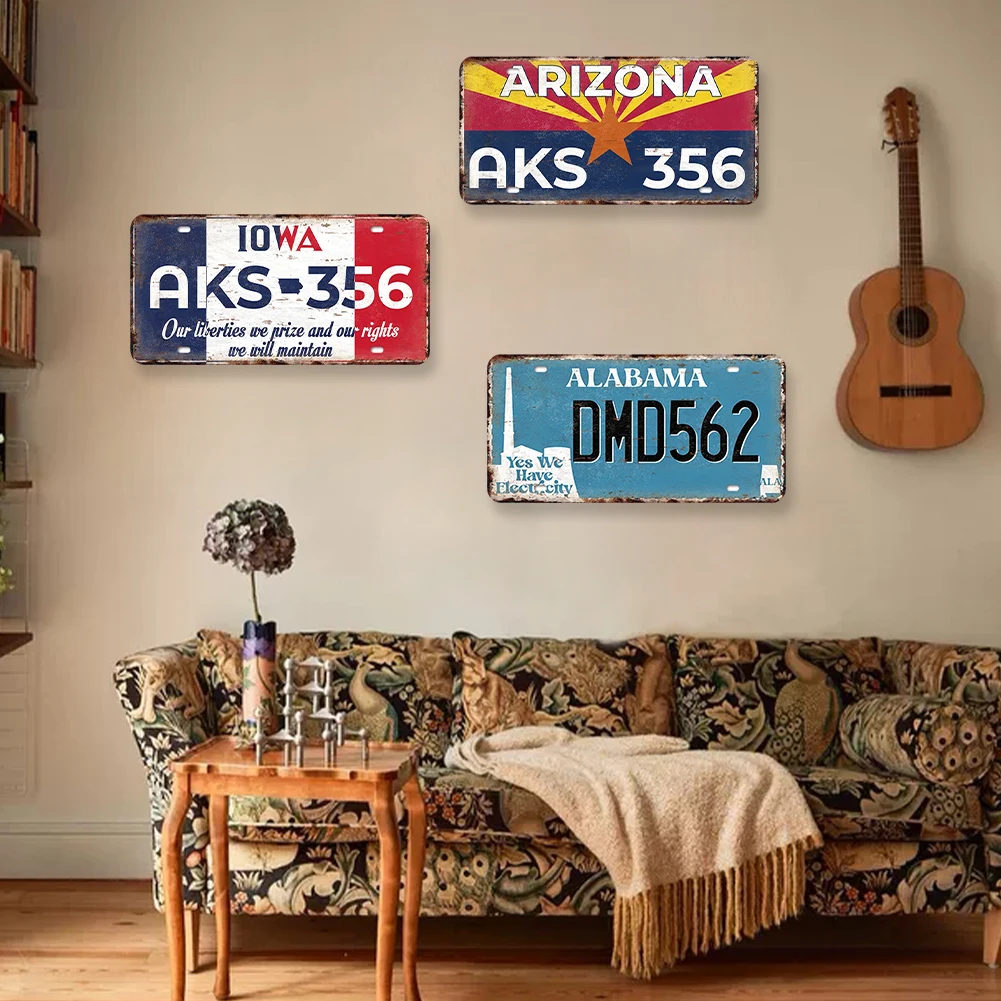 9 قطعة لوحة ترخيص لوحة معدنية عتيقة طقم طلاء حديد مستطيل 30x15 سنتيمتر #3