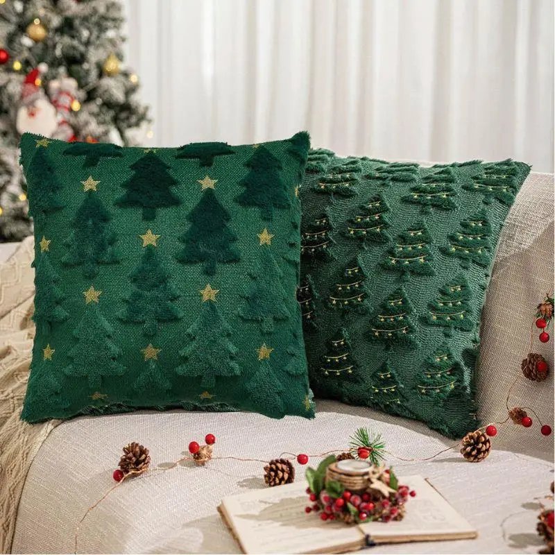 

New Christmas Tree Plush Pillowcase 45*45cm Home Textile Throw Pillow Cover Christmas Xmas Tree Cushion Slipcover Sofa Decor