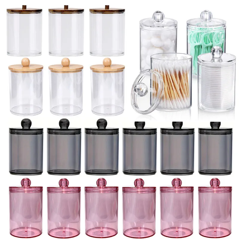 10/20/30pcs Empty Acrylic Makeup Organizer Cotton Swab Storage Box With Lid Cosmetic Jewelry Dental Floss Picks Refill Container