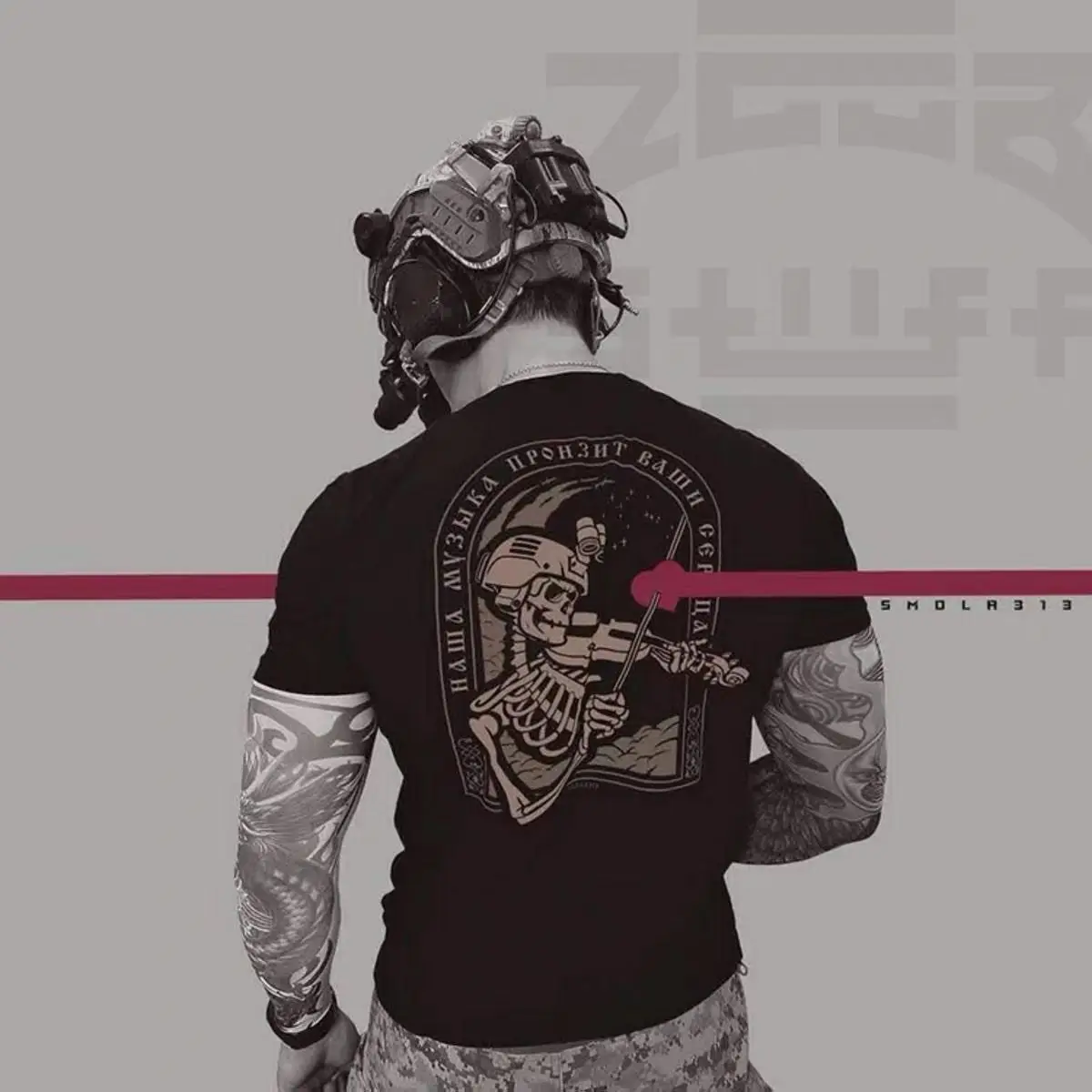 2026 Skripach Tactical Violinist Smola313 Wagner Pure Cotton Black T-shirt image 2