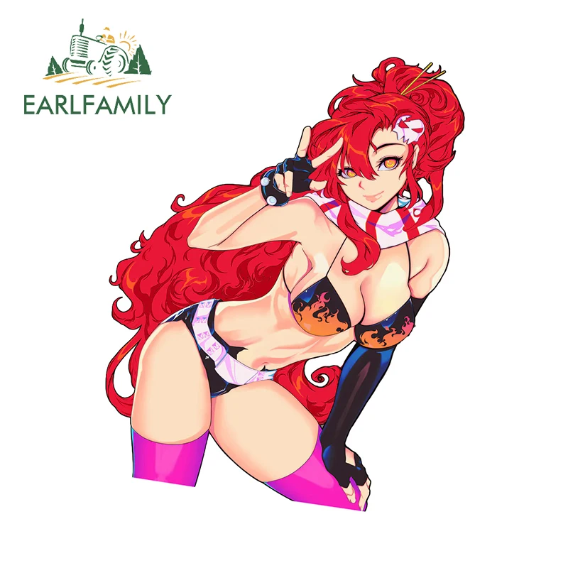 EARLFAMILY Littner Yoko مضحك أنيمي فتاة ملصق حائط من الفينيل Fanart ملصقات السيارات Waifu أنثى بيكيني الثدي Ahegao اكسسوارات السيارات