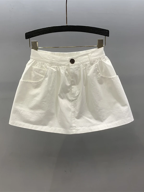 

Белая повседневная свободная женская юбка с высокой талией, антилегкая юбка трапециевидной формы, новинка лета, универсальная утягивающая юбка