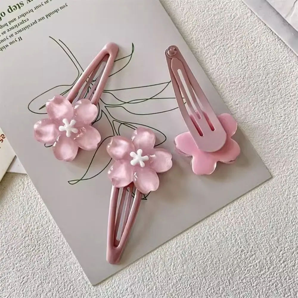 Pince à cheveux fleur rose pour enfants, épingle à cheveux Sakura, ornements de cheveux vintage, barrettes douces