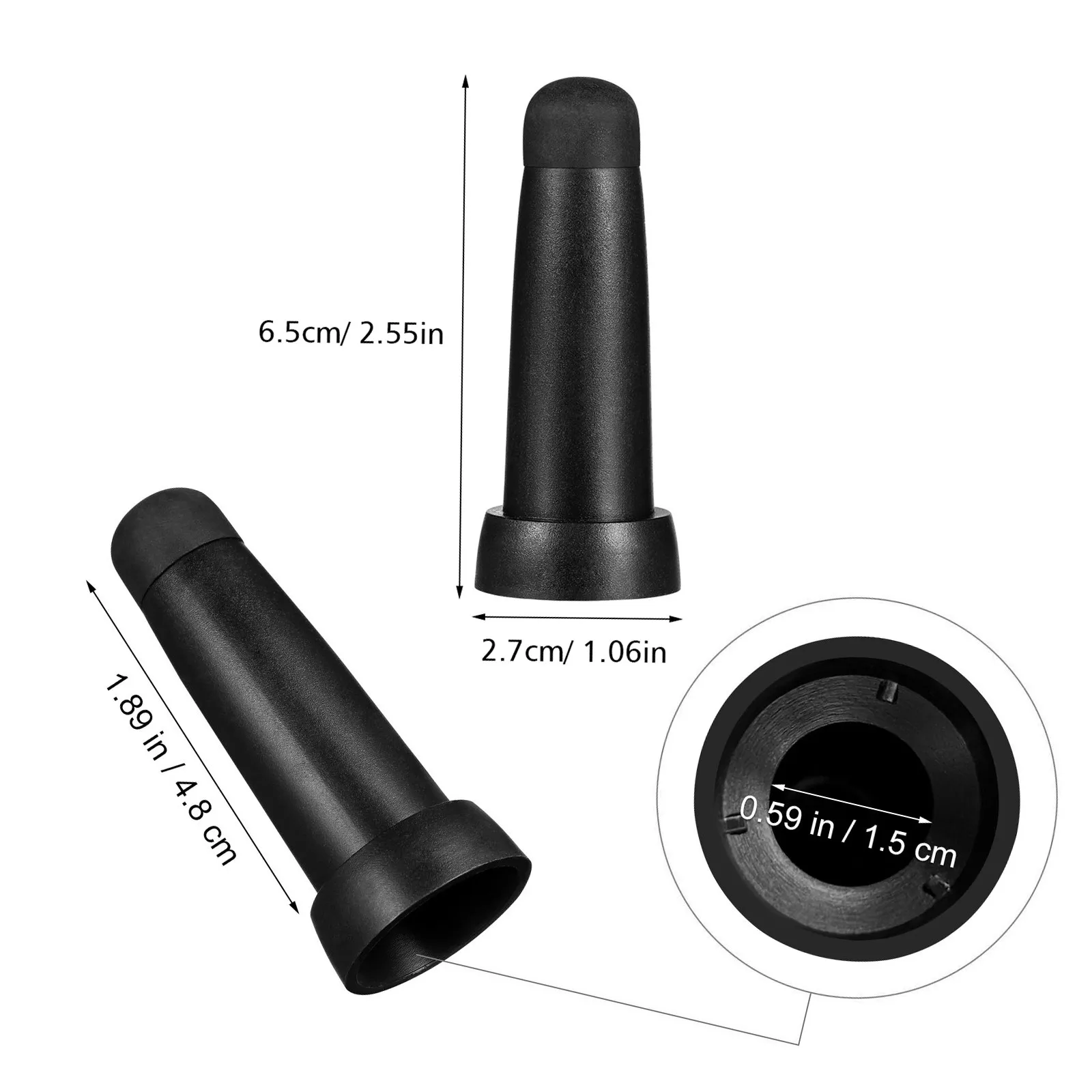 Solid Black Conical Rubber Parasol Tip Cap 5Pcs Wearproof Replacement Finial For Outdoor Market Canopy Patio Umbrella Repair Use