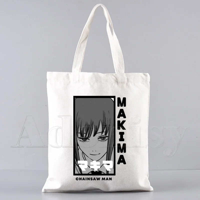 Chainsaw Man Korea Ulzzang Shopper Bag Print Canvas Tote Bag Handbags Women Bag Harajuku Shoulder Bags