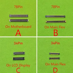 마더보드용 LCD 디스플레이 FPC 커넥터, 삼성 갤럭시 A30s A307 A307F G YN A21S A217F 스크린 플렉스 포트 34 핀, 78 핀, 2 개