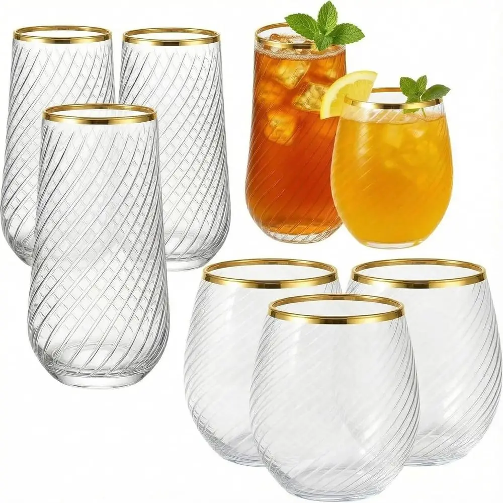 

48 Pack Plastic Wine Glasses – 24 x 9oz Champagne Lutes & 24 x 12oz Disposable Wine Glasses – Elegant Disposable Plastic Cups wi