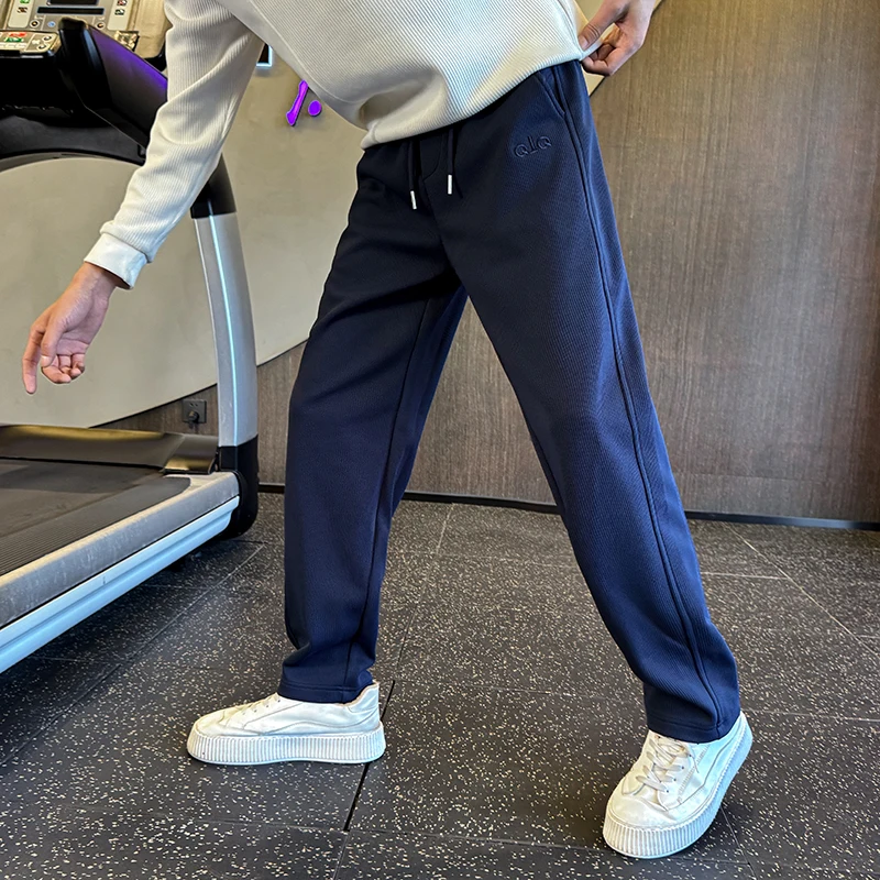 

Двухцветные вязаные повседневные брюки из полиэстера и спандекса, прямого кроя, модные, городские, свободные, для повседневной носки, черно-белые