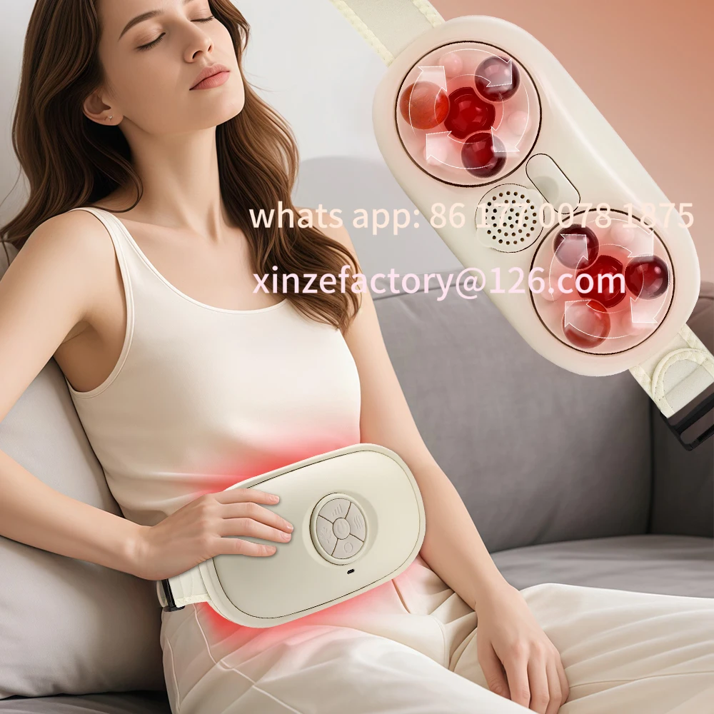 Customizable Electric Abdominal Massager Bian Stone Kneading 2-Level Heat Fat Burner 3-Intensity Modes Anti-Cellulite Belly