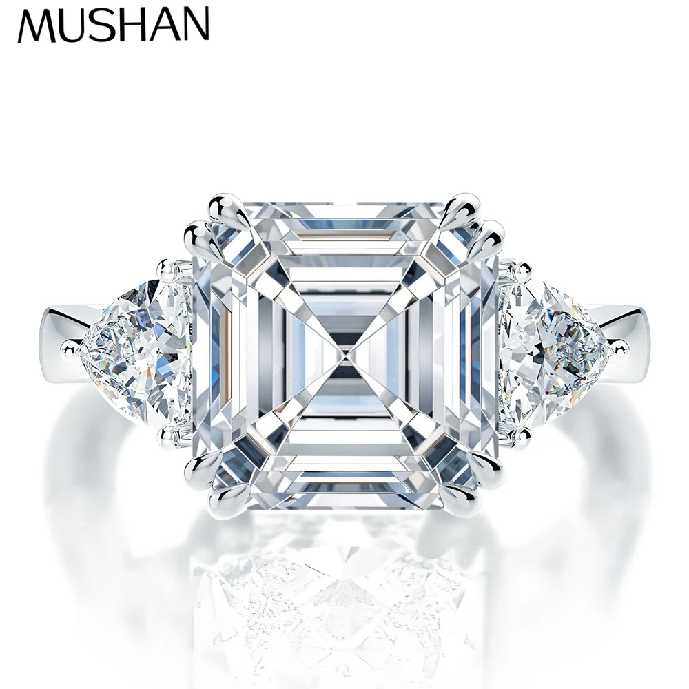 MuShan Jewelry 925 Sterling Silver Ring Wedding Band 5ct Moissanite Diamond Rings Jewelry D Color VVS1 Level GAR Cerfitiface