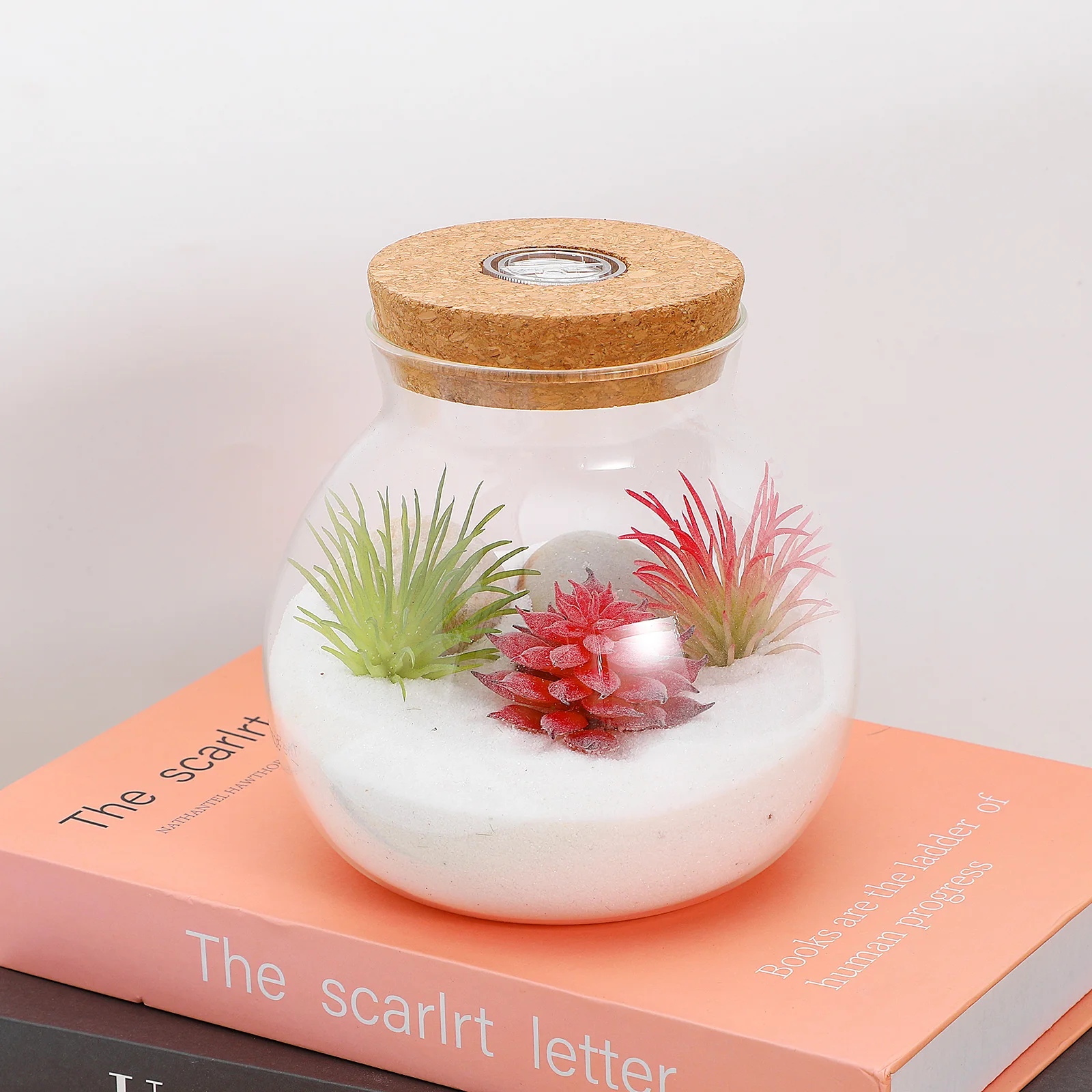 

LED Light Ecological Bottle Cylindrical Glass DIY Micro Landscape Aquarium Desktop Decor Fish Tank Accessories Borosilicate Moss
