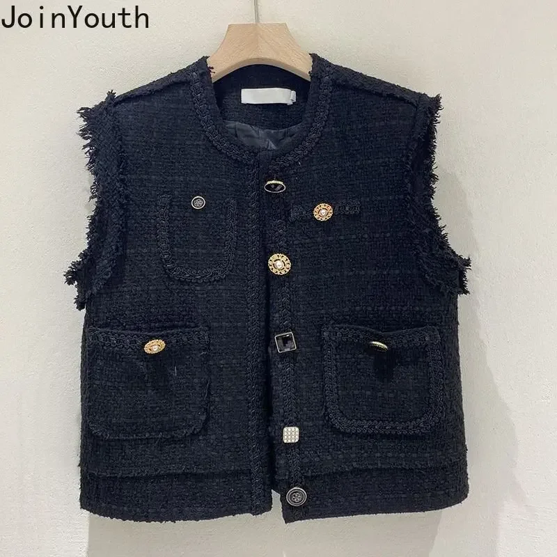 Gilet coreano per le donne Moda Temperamento Serbatoi 2023 Ropa Mujer Tasche senza maniche Gilet Allentato Vintage Giubbotti Y2k Top