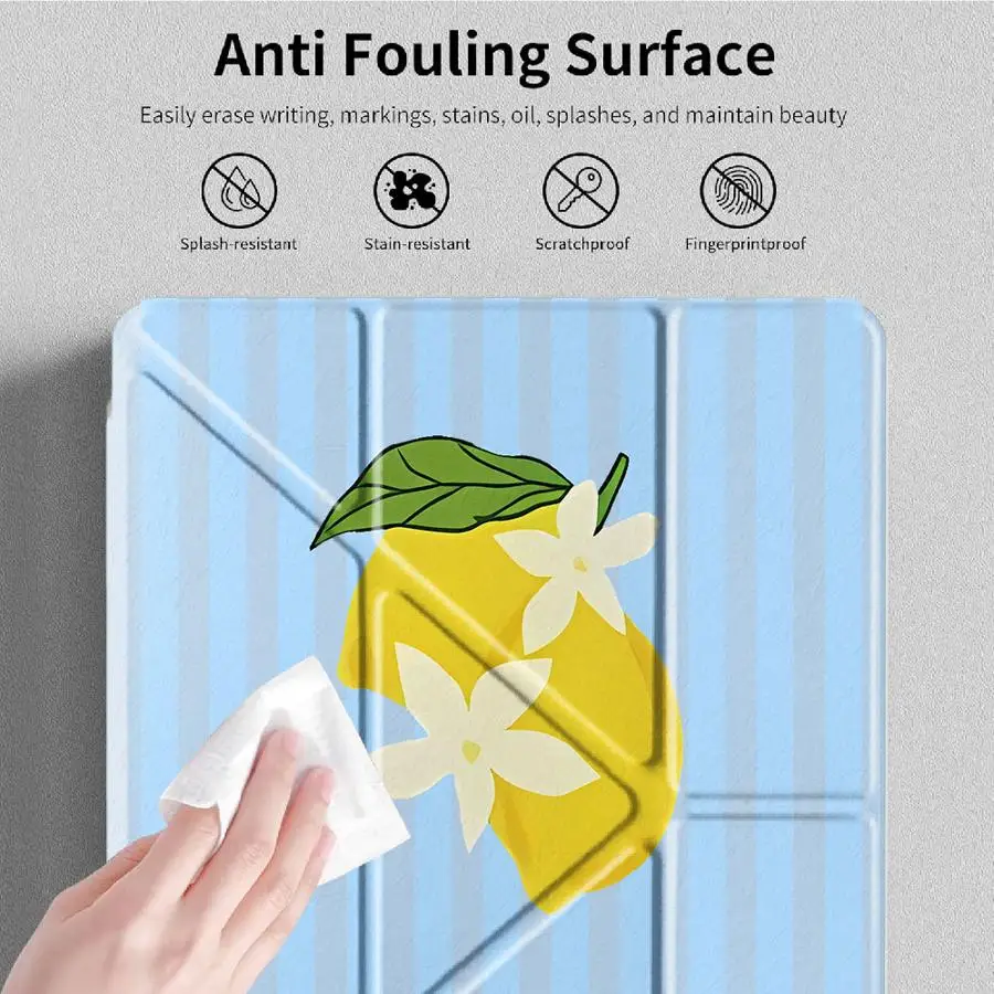 Tablet Case For iPad Pro 2025 Mini 6 7 Air 4 5 M3 M2 M4 11inch Pro 11th 10th 9th 8th 7th 12.9inch Holder Cover Y-Fold Lemon