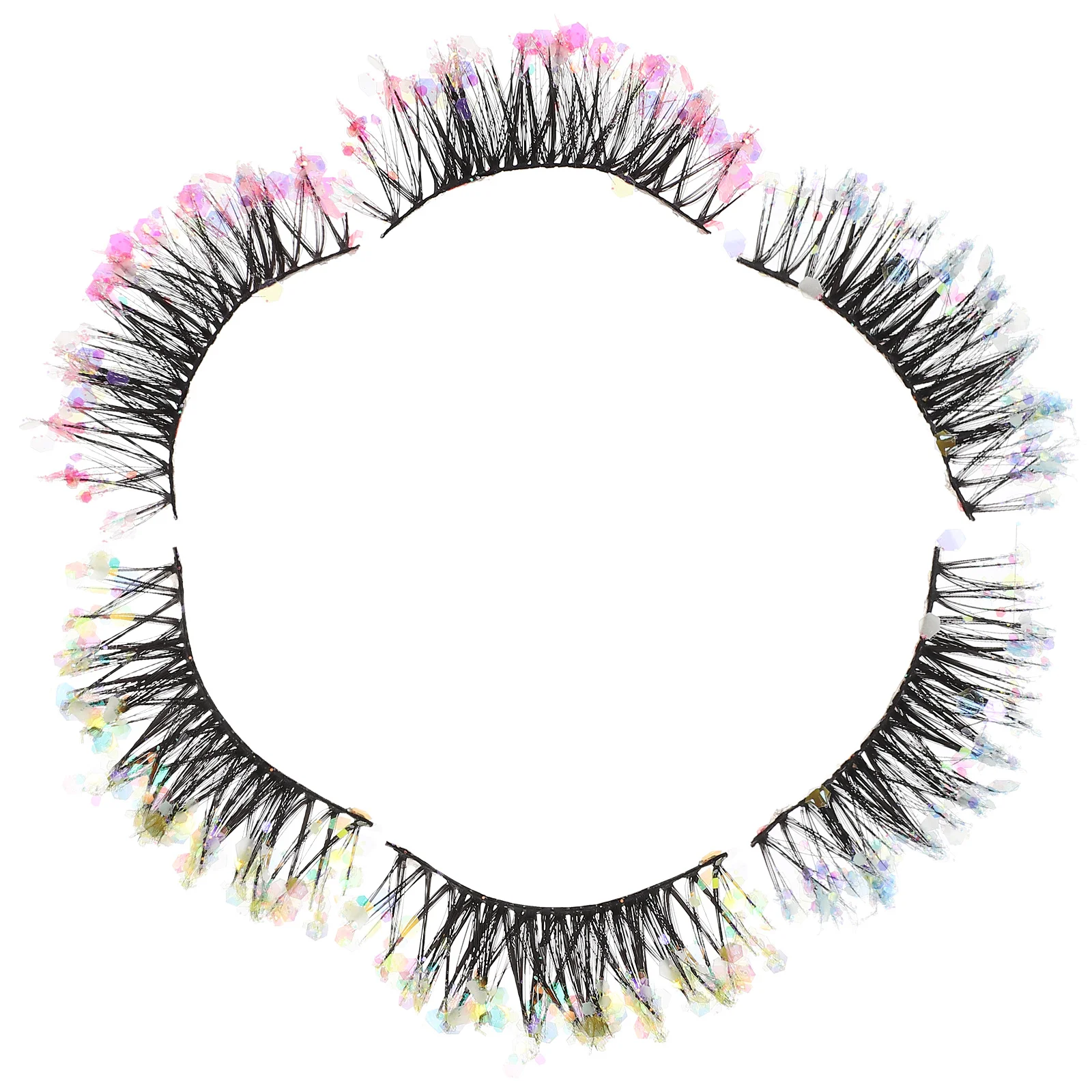 3 쌍 가짜 속눈썹 반짝이 가볍고 짧은 자연 개별 가짜 속눈썹 여성용 메이크업 액세서리 결혼식 파티