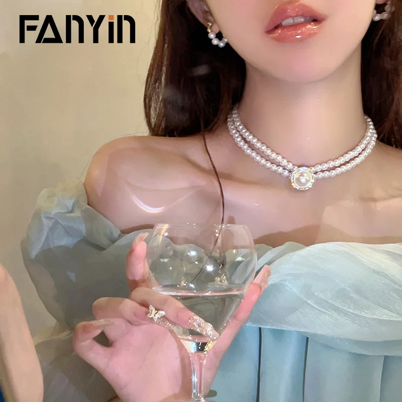 FANYIN Multi Layer Pearl Necklace for Women Latest Fashion Advanced Sense Clavicle Chain Hot Style