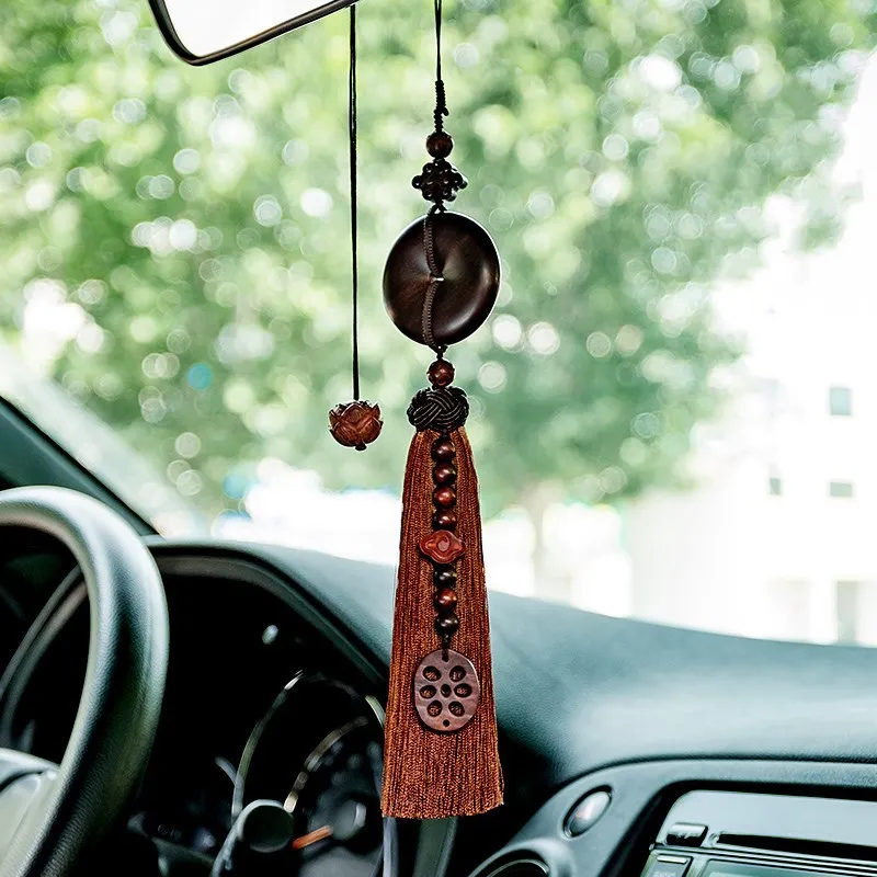 

Small Leaf Rosewood Pendant Buckle Car Carrying Pendant Rearview Mirror Pendant Atmospheric DIY Car Parts Men's Women's Styles