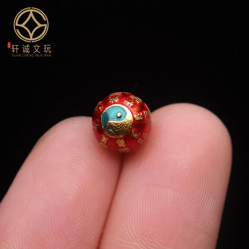 Original Painted Tai Chi Bagua Symbol Top Waist Spacer Beads Handmade Stringing DIY Meditation Unique Craft For Mala Accessory