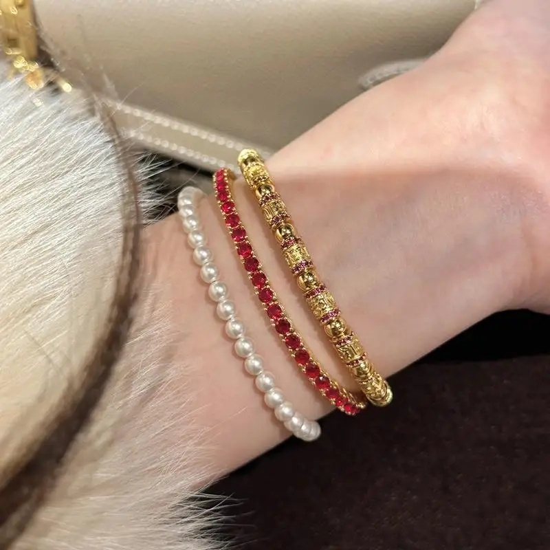 2025 New Lucky Gold Color Braided Red Rope Bracelets For Women Retro Fashion Exquisite On Hand Accessories