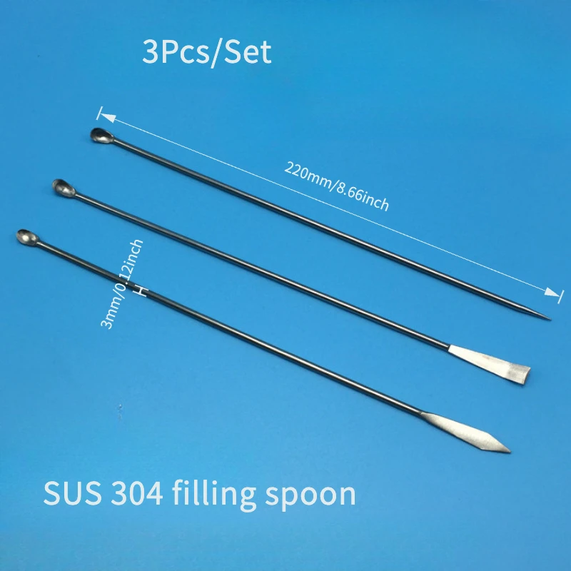 3Pcs 304 Stainless Steel Lab Spoon Spatula Laboratory Sampling Spoon Mixing Spat Capsule Filling Tool