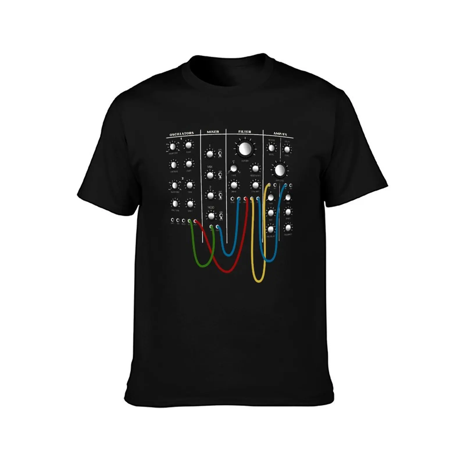 Analog Modular Synthesizer Panel Layout for Synth Fan T-Shirt, Summer Casual Cotton Tee, Oversized Streetwear Tops, 100% Cotton