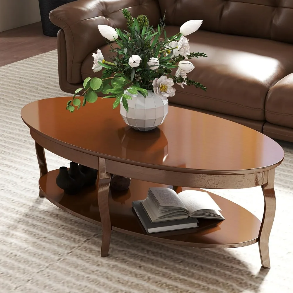Coffee Table with Storage Oval Solid Wood Coffee Table Antique Farmhosue Living Room Table Rustic Center Table for Living Room G