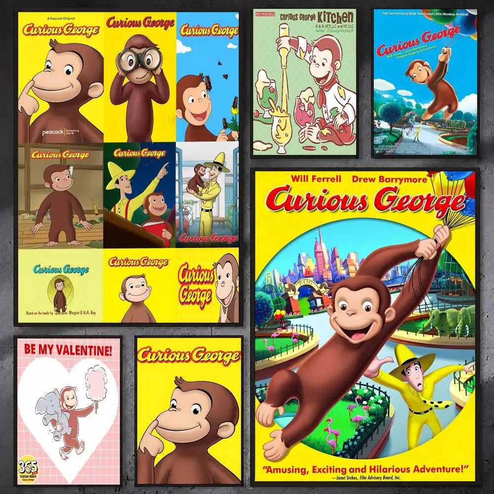 G-George The C-Curious Monkey Poster Wall Art Poster Sticker For Living Room Bar Bedroom Home Decoration
