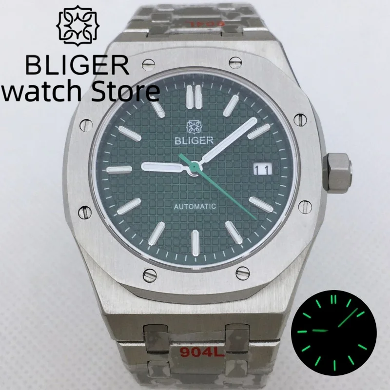 

BLIGER 41mm 24 Jewels NH35A PT5000 Mechanical Men's Watch Stainless Steel case sapphire glass luminous waterproof men's watch