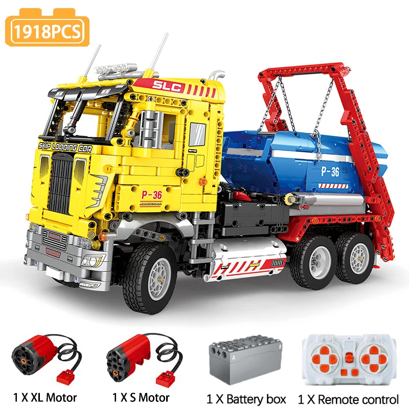 

Technical Skip Loading Truck Model Building Blocks City Engineering Vehicle Remote Control Model Blocks Toys For Kid Gifts MOC