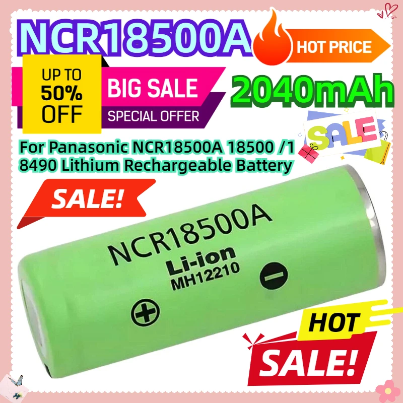 For Panasonic NCR18500A 2040mAh 18500 /18490 Lithium Rechargeable Battery