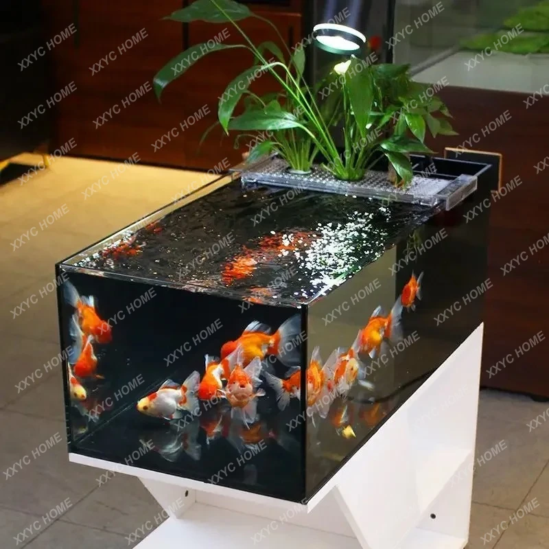 

Native Self-circulating Fish Tank Bottom Cabinet Desktop Stream Side Filter Ultra-white Glass Boutique