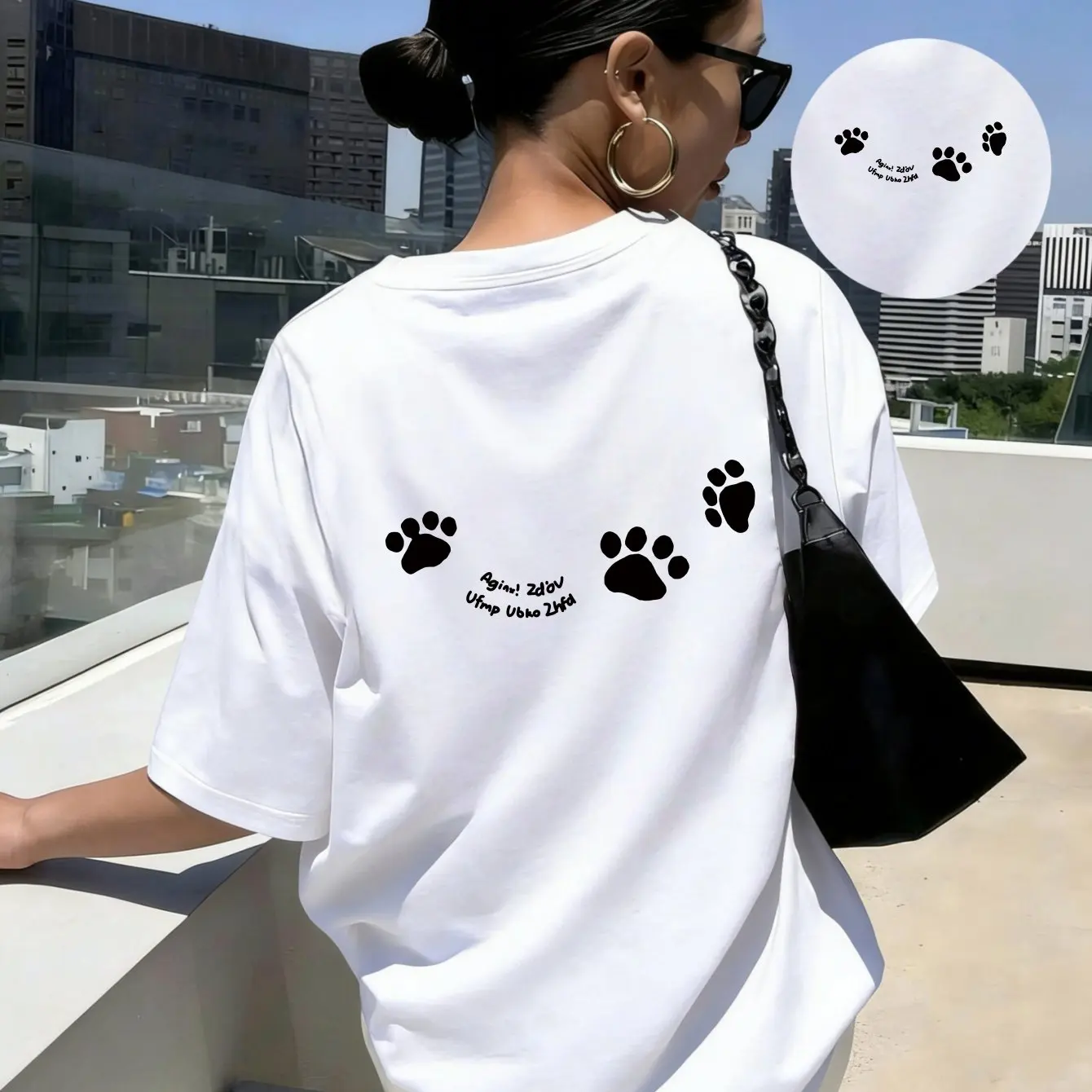 New Spring/Summer Collection Cute Sole Printed Design Round Neck Side Wings T-shirt Suitable for Casual Style Shirt Top